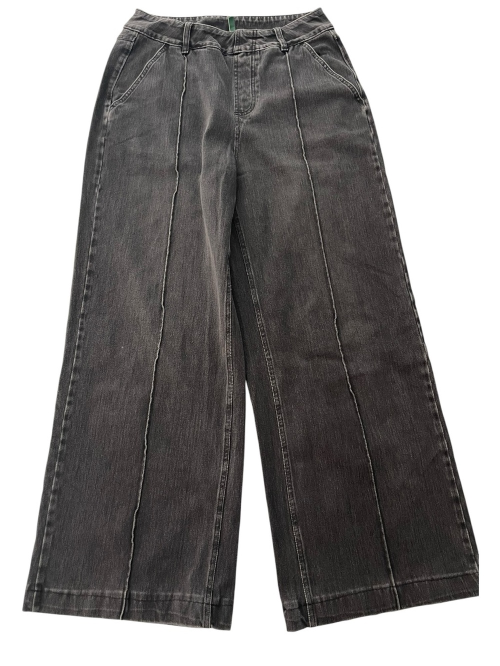 Halara Women’s S Washed Black Wide Leg Jeans High Rise Front Seam Stretch